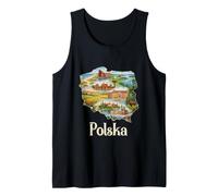 Polish Roots Map - Warsaw Krakow Gdansk Poland Souvenir Tank Top