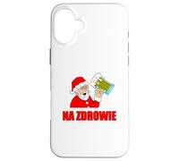 Polish Santa Na Zdrowie Cheers Funny Holiday Case for iPhone 16 Plus