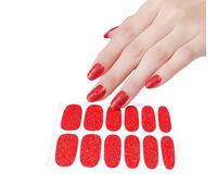Polish Stickers Full Wrap Polish Decals Adhesive Art Stickers For Women Girls Manicure Tips Red Wraps Solid Color Strips Wraps For Women With File