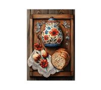 Polish Stoneware Butter Dish with Floral Motifs Canvas Poster Bedroom Decor Landscape Office Room Decor Gift 24x36inch(60x90cm)