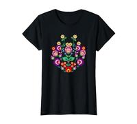 Polish Traditional Folk Pattern, Eastern Folklore T-Shirt, Women, Black, Small