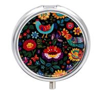 Polish Traditional Folk Round Pill Box Organiser 3 Compartment Medicine Case