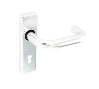 Polished Aluminium Door Handles on Backplate for Latch, Lock and Bathroom Doors (Key Lock Handle)
