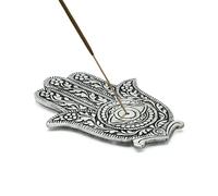 Polished Aluminium Hamsa Incense Holder - 14cm - Elegant & Symbolic Home Decor