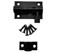 Polished Black Straight Door Bolt 38mm Barrel Slide Latch with Screws | Surface-mounted tower bolt for cupboards, bathroom doors, cabinets, sheds and lightweight internal gates.