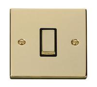 Polished Brass 10A 1 Gang 2 Way Ingot Light Switch - Black Trim - Se Home