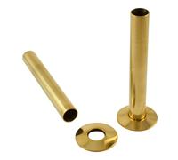 (Polished Brass) 180mm Radiator Valve Pipes and Collars Easy Fit Packs Plumbing Tubes Brass