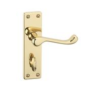 (Polished Brass Bathroom) Door Handles Set Victorian Scroll Metal Lever Latch Internal External Use