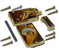 Polished Brass Bathroom Door Lock Indicator Vacant/Engaged Toilet Door Bolt Lock Thumb Turn Toilet Privacy Partition Door Lock Latch for Bathroom Toilet or Public Restroom.