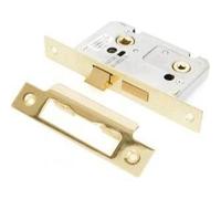 Polished Brass Bathroom Lock 63mm for Internal Wooden Doors, Mortice Door Lock for Bathroom