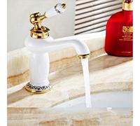 Polished Brass Bathroom Sink Faucet, Modern Elegant Design, Easy Install, Clear/White Water Flow, Monobloc Mixer Tap for Stylish Bathrooms