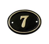 Polished Brass & Black Oval House Number Sign - Number 7