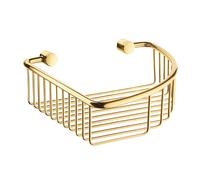 Smedbo Brass Polished "Villa" Corner Soap Basket, Gold, 20 x 20 x 6 cm