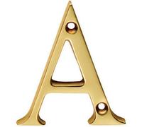 Polished Brass Door Letter A - 53mm Height - 4mm Depth - House Letter Plaque | Front Door House Numbers - Decorative External Door Letters - Numeral & Letter Plaques