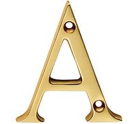 Polished Brass Door Letter A - 53mm Height - 4mm Depth - House Letter Plaque | Front Door House Numbers - Decorative External Door Letters - Numeral & Letter Plaques