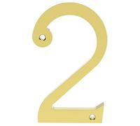 Polished Brass Door Number 2 75mm Height 4mm Depth House Numeral Plaque