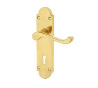 Polished Brass Epsom Door Handles 169 x 40mm - from Iron,MONGERY Hardware Online (Lever Lock Set)
