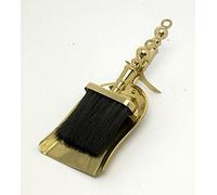 Polished Brass Fireside Brush & Pan Set - Heavy Duty Fireplace Tool with Ergonomic Handles - Compact Ash & Debris Removal, Hearth Accessories for Log Burner Open Fire Fire Pit