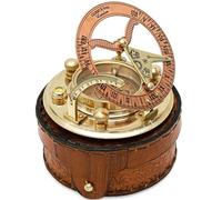 Polished Brass Gilbert Sundial Compass with Leather Case Functional Vintage Nautical Gift for Men, Boys, Fathers | Birthday, Wedding, Retirement & Religious Occasions