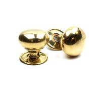 Polished Brass Hollow Door Knob Set - 50mm Diameter