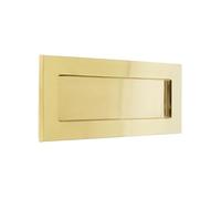 Polished Brass Letter Plate, 300mm x 94mm, Traditional Front Door Mail Slot Cover, Heavy Duty, Aperture 230mm x 55mm