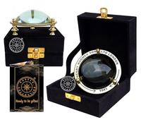 Polished Brass Magnifying Glass with Velvet Box - Henry Hughes London Solid Brass Desk Magnifier - Fine Print Reading - Nautical Style Home Décor Chart Paper Reader Weight Magnifier