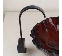 Polished Brass Modern Kitchen Sink Faucet - Single Handle Waterfall Mixer Tap with Swivel Square Base, T-Black Design for Contemporary Kitchens