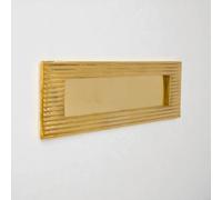 Polished Brass Reeded Letter Box Plate 255mm x 75mm Sprung Forged Front Door - AB Hardware