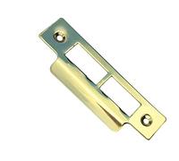 Polished Brass Strike Plate for Door Frames Plated Finish 114mm Long Square Edge
