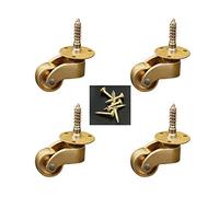 Polished Brass Swivel CastorsSolid Antique Vintage Furniture Wheels 200 kg Load Capacity Pack of 4 Ideal for Pianos and Heavy Furniture