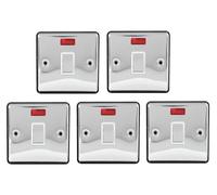 Polished Chrome 20A Double Pole Switch with Neon Indicator | 1 Gang Heavy Duty Appliance Isolator | Screwed Faceplate Power Control Switch | Modern Wall Fitting for Kitchen & Utility (5)