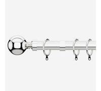 Polished Chrome 28mm Ball Fixed Length Metal Curtain Pole | Polished chrome 28mm fixed metal curtain pole with ball finials. Strong, durable design for easy curtain hanging.
