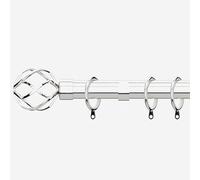 Polished Chrome 28mm Cage Fixed Length Metal Curtain Pole