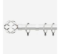 Polished Chrome 28mm Cage Fixed Length Metal Curtain Pole 80Cm