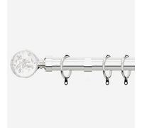 Polished Chrome 28mm Glass Bubbles Fixed Length Metal Curtain Pole 180Cm