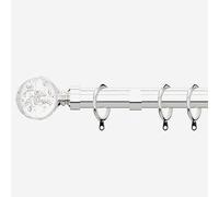 Polished Chrome 28mm Glass Bubbles Fixed Length Metal Curtain Pole