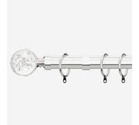 Polished Chrome 28mm Glass Bubbles Fixed Length Metal Curtain Pole