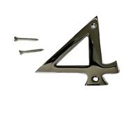 Polished Chrome 3-Inch House Door Number 4 - Elegant Screw-On Address Numeral for Front Building Porch Gate - Suitable for All Door Types