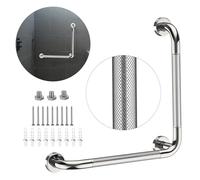 Polished Chrome Angled Grab Bar 16x16 Inch, L-Shaped Grab Bars for Shower