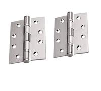 Polished Chrome Ball Bearing Hinges, Heavy Duty Steel Door Hinges for Wooden Doors, Durable Chrome Butt Hinges for Internal and External Use. (4" (102mm) - Pack of 2)