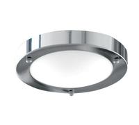 Polished Chrome Bathroom Flush Ceiling Light With Acid Opal Glass Diffuser Shade