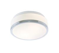 Polished Chrome Bathroom Modern Round Flush Light with Glass Shade 280mm