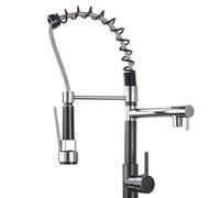 Polished Chrome & Black PullAOut Kitchen Faucet, Single Handle Hot Mixer Tap, Modern Design for Easy Use, Durable & Stylish, Perfect for Home & Restaurant
