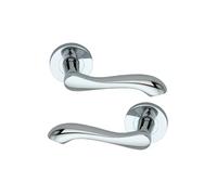 Polished Chrome 'Caris' Designer Lever on Round Rose Passage Door Handles Made from Solid Brass Material - Heavy Quality Handles