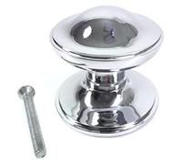Polished Chrome Centre Knob - 70mm Round Fixed Door Pull