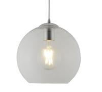 Polished Chrome & Clear Glass Vintage Dome Pendant Light 25cm