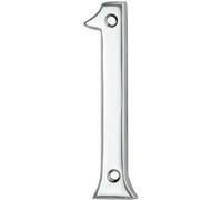Polished Chrome Door Number 1 75mm Height 4mm Depth House Numeral Plaque