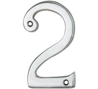 Polished Chrome Door Number 2 75mm Height 4mm Depth House Numeral Plaque