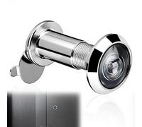 Polished Chrome Door Viewer 180° Wide for Front Door Angle Zinc Alloy Door Spy 14mm Spy Hole Applicable Door Thickness 35-60mm for Home Office Hotel Silver Outer with Cove for Privacy Protection
