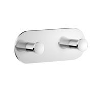 Polished Chrome Double Towel Hook Self Adhesive Wall Mounted Storage Smedbo UK Silver One Size